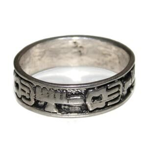 925 Vintage Estate Sterling Silver Ring Band Men Wide Rocker Biker Size 11
